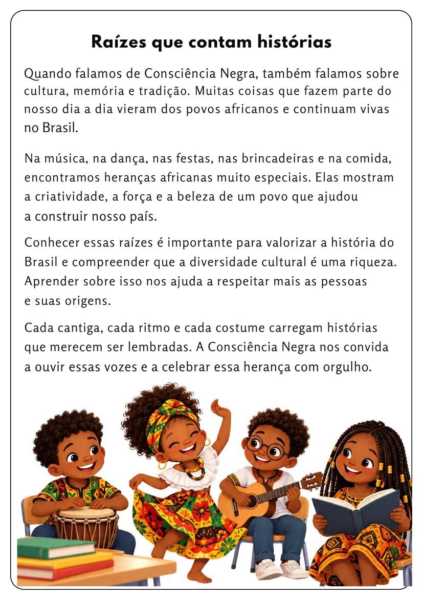 Textos sobre Consciência Negra para 1º ao 5º ano para alfabetização página 1